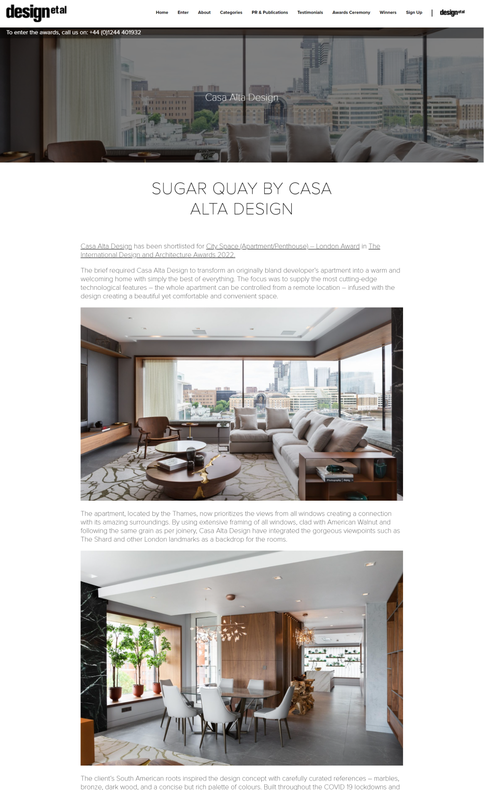 Casa alta feature in design et al website